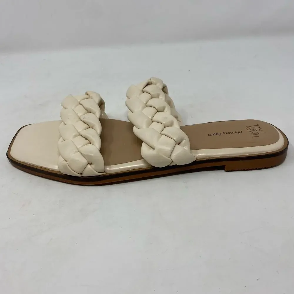 Time and Tru Braided Two Band Sandals Womens SIze 8